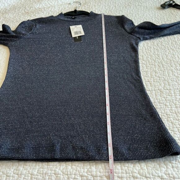 ✨ Violets & Roses Blue Metallic Night Sky Long Sleeve Top XS NWT - Picture 10 of 10